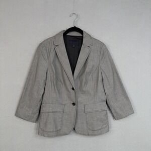 Banana Republic Blazer Womens 10 Gray Two Button Pocket Notch Career Jacket